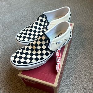 VANS CLASSIC SLIP ON CHECKERBOARD Black/White size 8 Womens